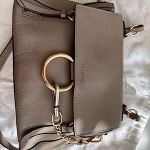 Taupe Leather Shoulder Bag